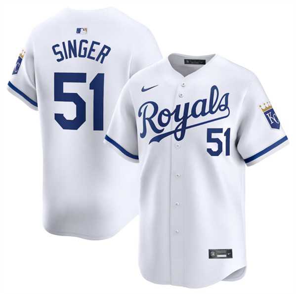 Mens Kansas City Royals #51 Brady Singer White 2024 Home Stitched Baseball Jersey Dzhi->kansas city royals->MLB Jersey